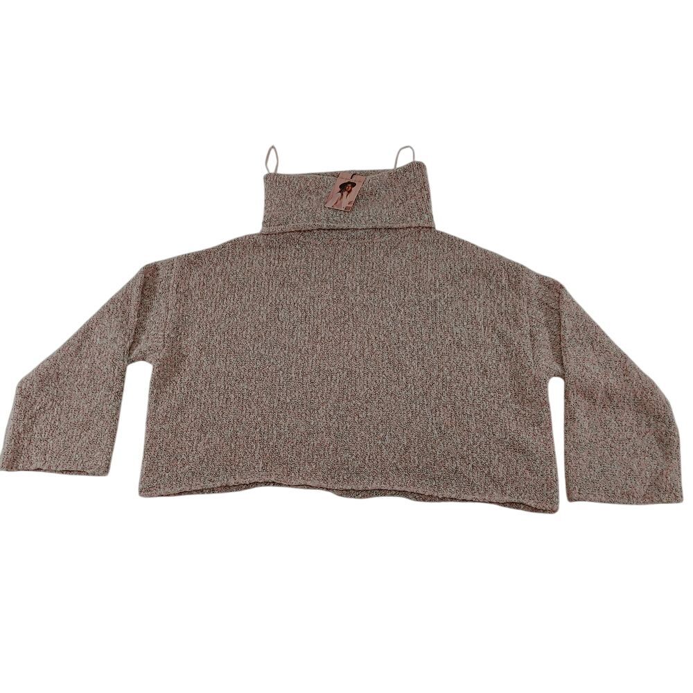 Sincerely Jules Cropped Turtleneck Sweater in Heathered Pink Boucle Knit Size XS